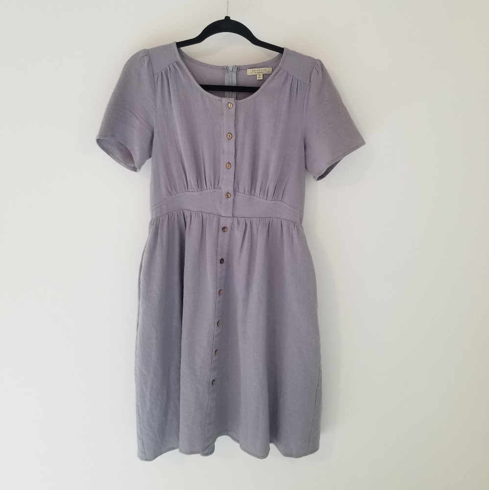 Polagram Lavender Button-Front Short Sleeve Dress